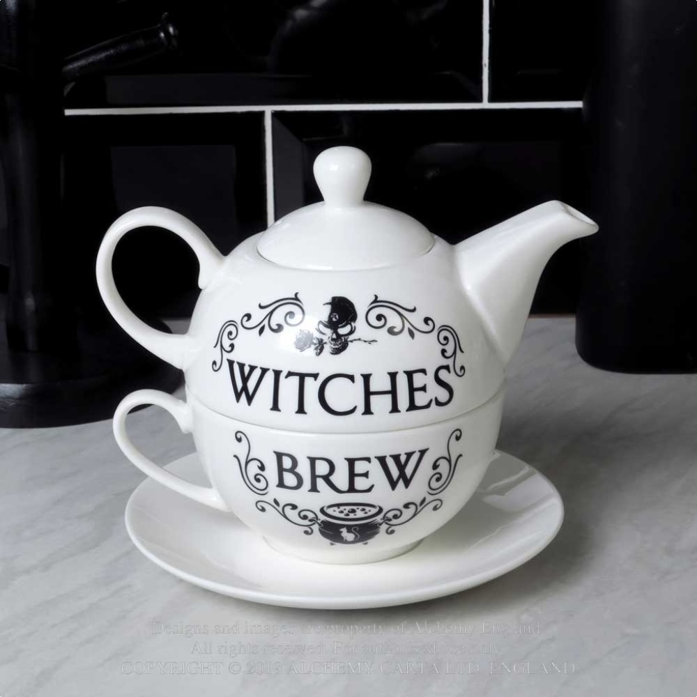 LAST CHANCE!!! Alchemy Gothic Tea for One Gift Set Witches Brew Pot Saucer NEW
